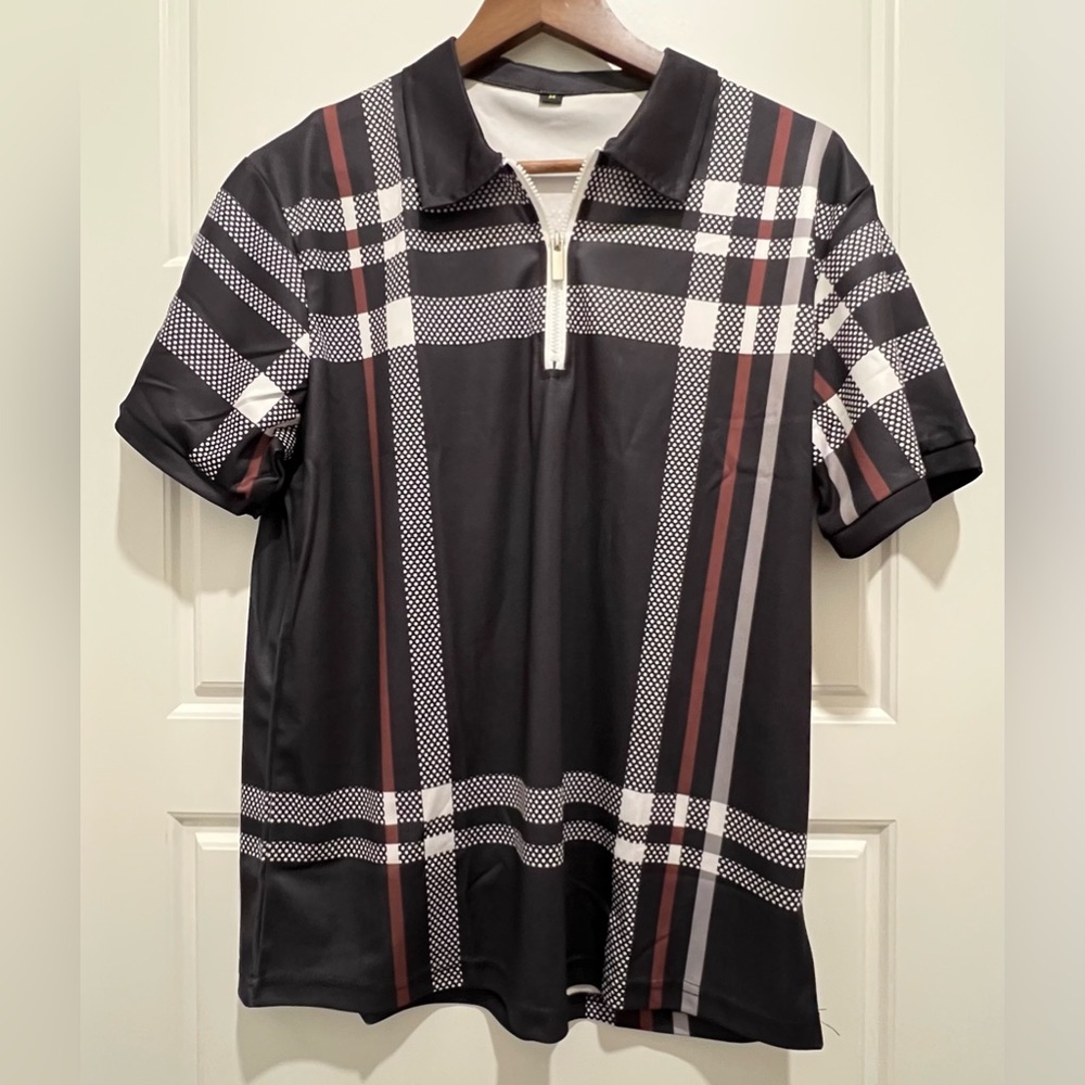 Men’s short sleeve shirt polo with zipper - golf shirt - new without tags